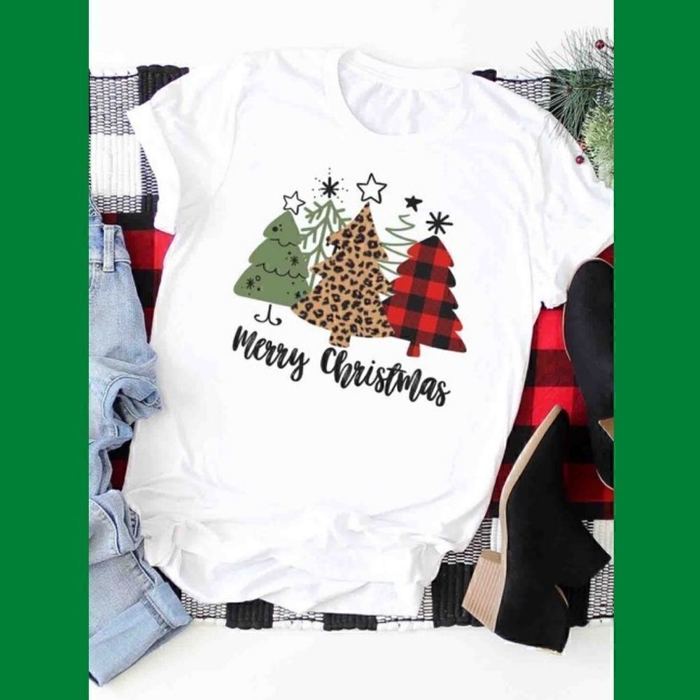 Leopard Print Christmas Tree Tee - Picture 3 of 3
